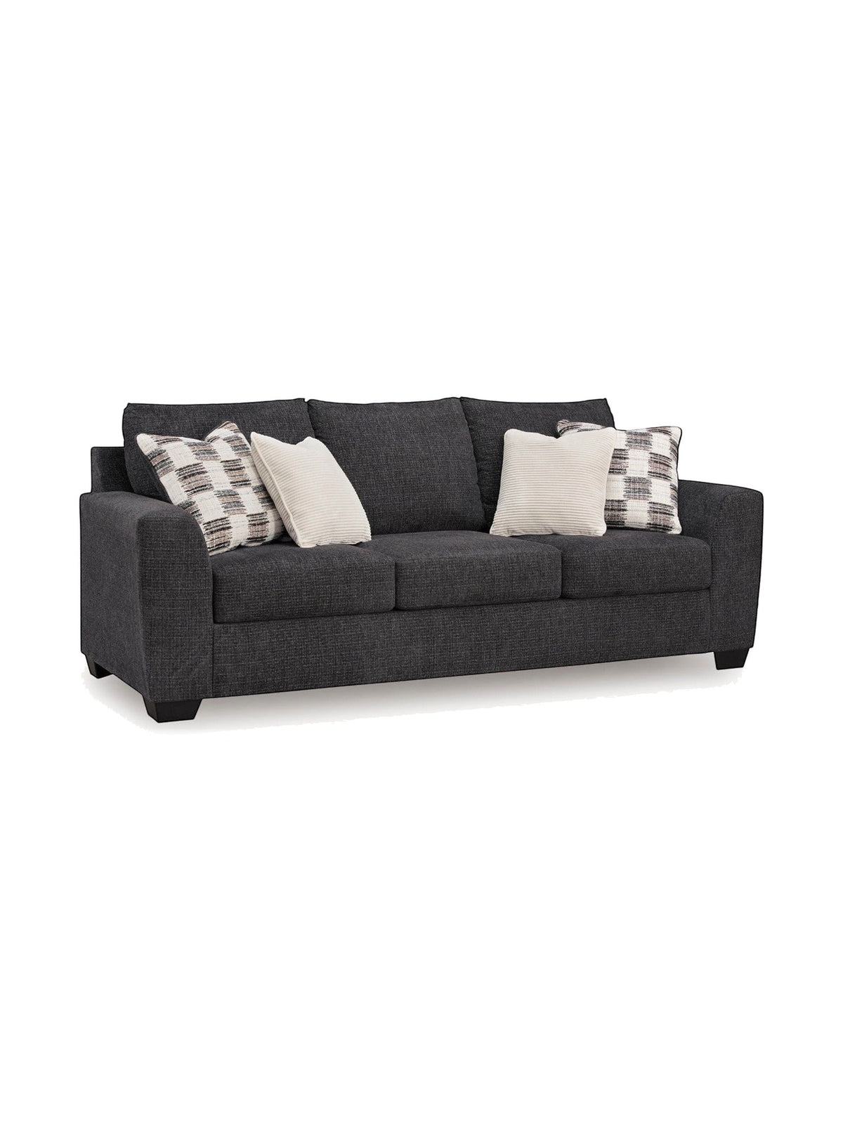 TOCO Meubles Sofa-lit Muna gris foncé, 3 places, avec 4 coussins décoratifs inclus.