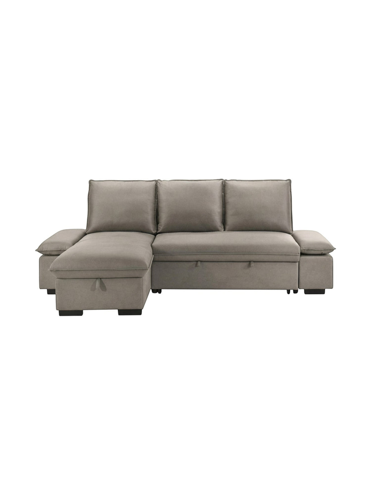 Sofa-lit d'angle Nia TOCO Meubles en tissu gris taupe avec méridienne et assise confortable
