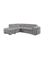TOCO Meubles Canapé-lit d'angle gris en tissu avec repose-pieds et rangement intégré, idéal pour salon moderne.