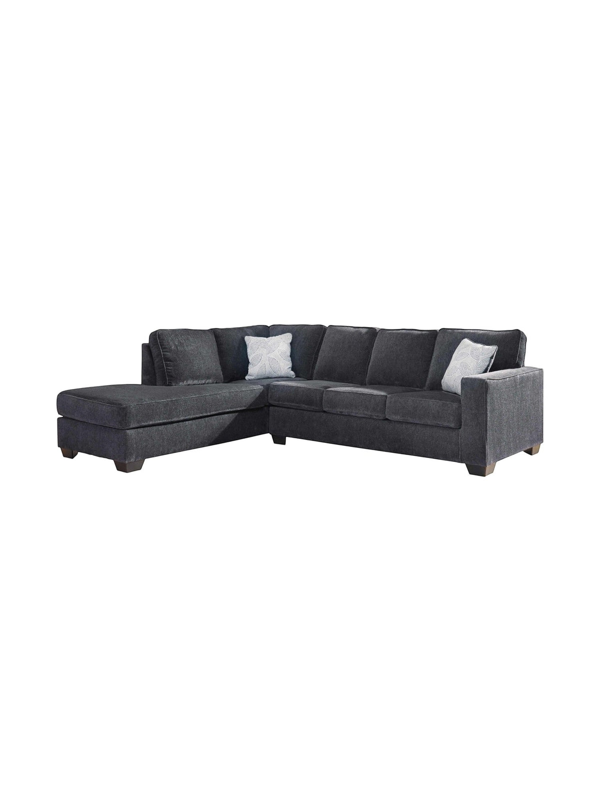 TOCO Meubles Sofa-lit sectionnel Marcel en tissu gris foncé avec coussins décoratifs blancs