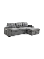Sofa-lit sectionnel gris TOCO Meubles avec méridienne, dossier capitonné et rangement intégré