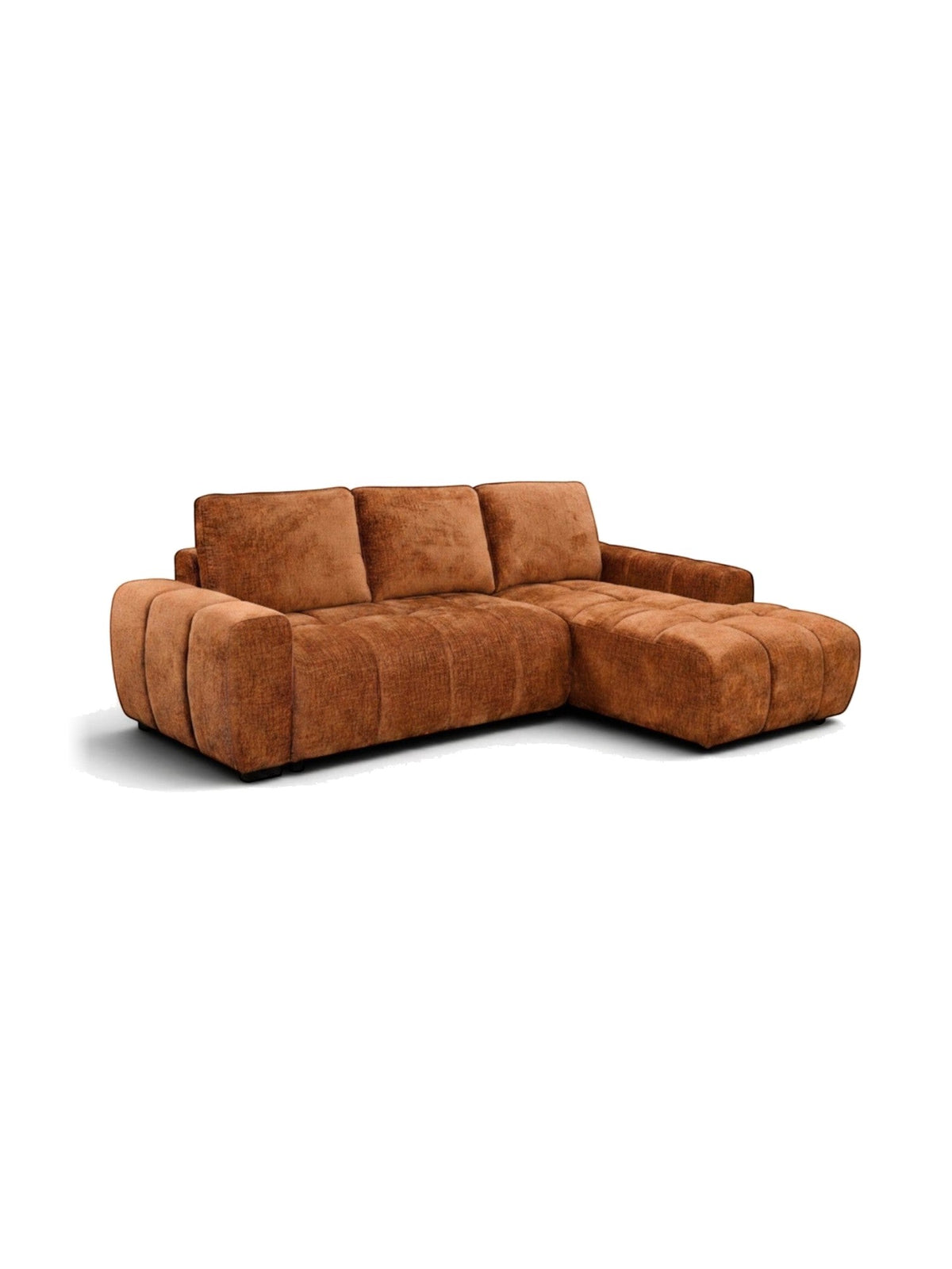 TOCO Meubles Sectionnel Sienna marron contemporain en tissu texturé avec coussins capitonnés et accoudoirs arrondis.