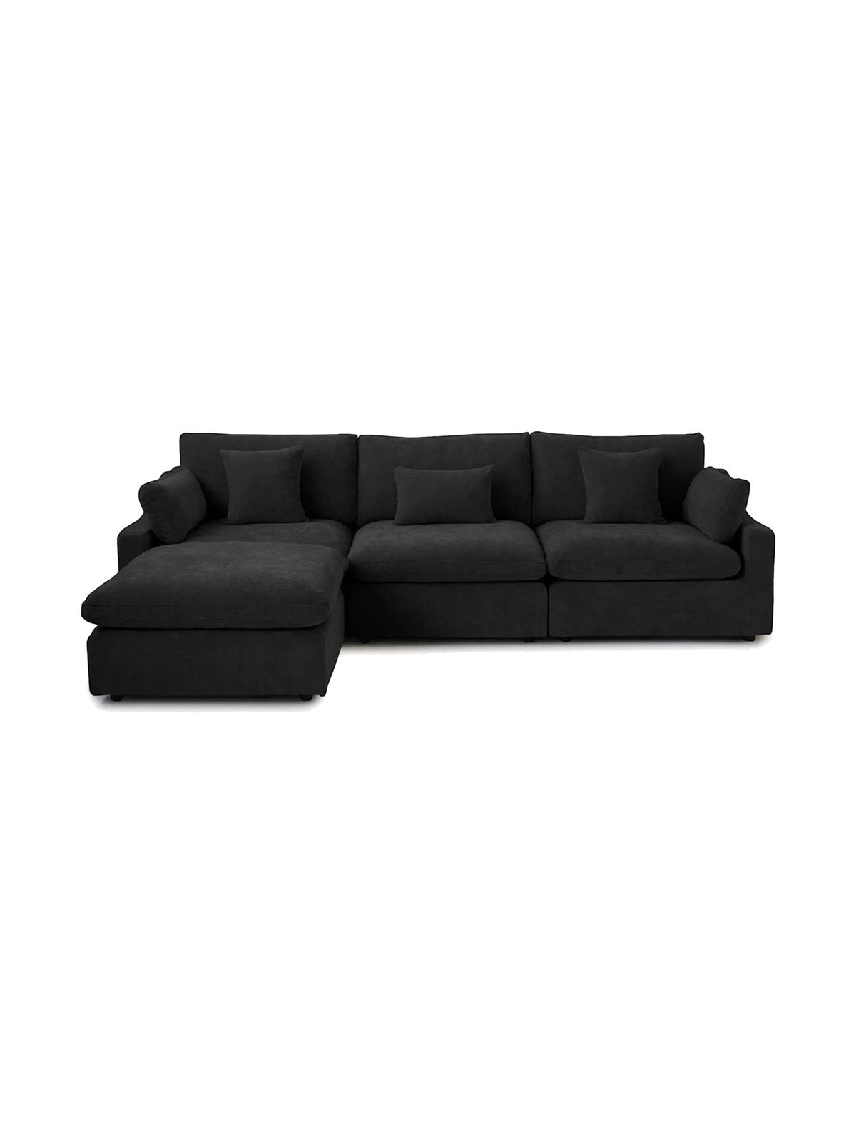 Canapé sectionnel modulaire noir en chenille et lin avec structure en pin et contreplaqué par TOCO Meubles