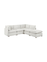 Sofa modulaire d'angle TOCO Meubles Montrose en chenille beige avec pouf assorti et assise profonde confortable