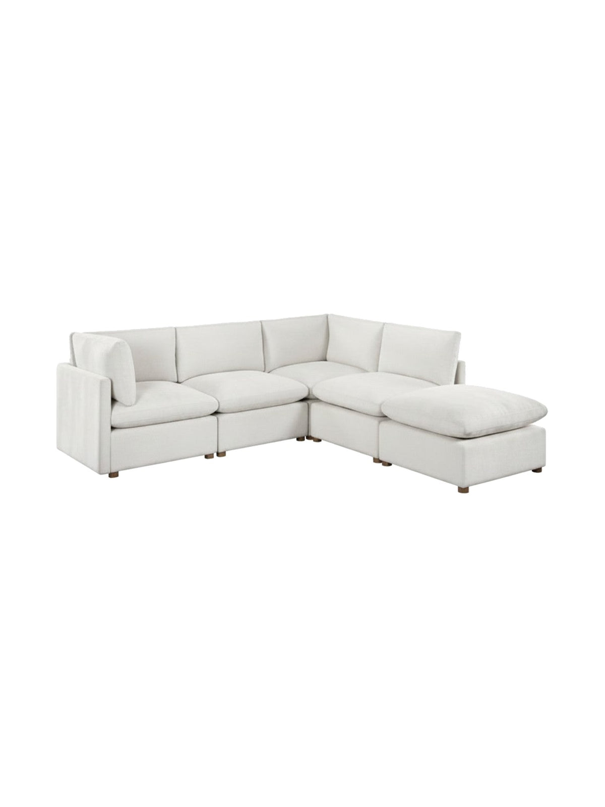 Sofa modulaire d'angle TOCO Meubles Montrose en chenille beige avec pouf assorti et assise profonde confortable