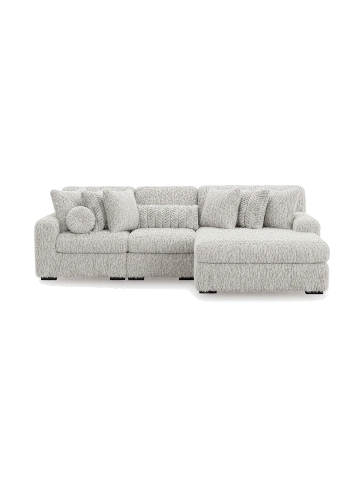 Sofa modulaire Nuage TOCO Meubles gris clair texturé avec chaise longue et coussins décoratifs moelleux
