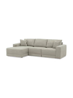 Sofa modulaire Soris de TOCO Meubles en tissu beige avec méridienne et coussins décoratifs