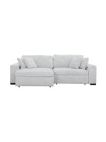 Sofa-chaise extensible TOCO Meubles Sacha en tissu gris perle avec coussins rembourrés et design contemporain