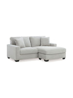 Sofa sectionnel Aldo de TOCO Meubles en tissu texturé gris clair avec méridienne et coussins décoratifs
