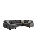 Sofa sectionnel 3 pièces Ambee TOCO Meubles en tissu gris ardoise avec méridienne à gauche et coussins décoratifs