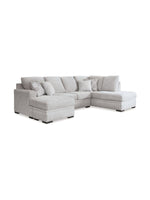 Sofa sectionnel Gaby de TOCO Meubles en tissu gris clair avec méridiennes et coussins décoratifs assortis