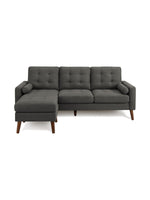 TOCO Meubles Sofa sectionnel Khamo gris foncé capitonné avec repose-pieds et coussins cylindriques