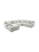 Sofa sectionnel Melissa de TOCO Meubles en tissu beige texturé avec méridienne, design moderne et personnalisable.