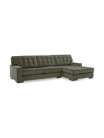 Sofa sectionnel Nino TOCO Meubles en velours vert olive avec dossier capitonné et méridienne droite