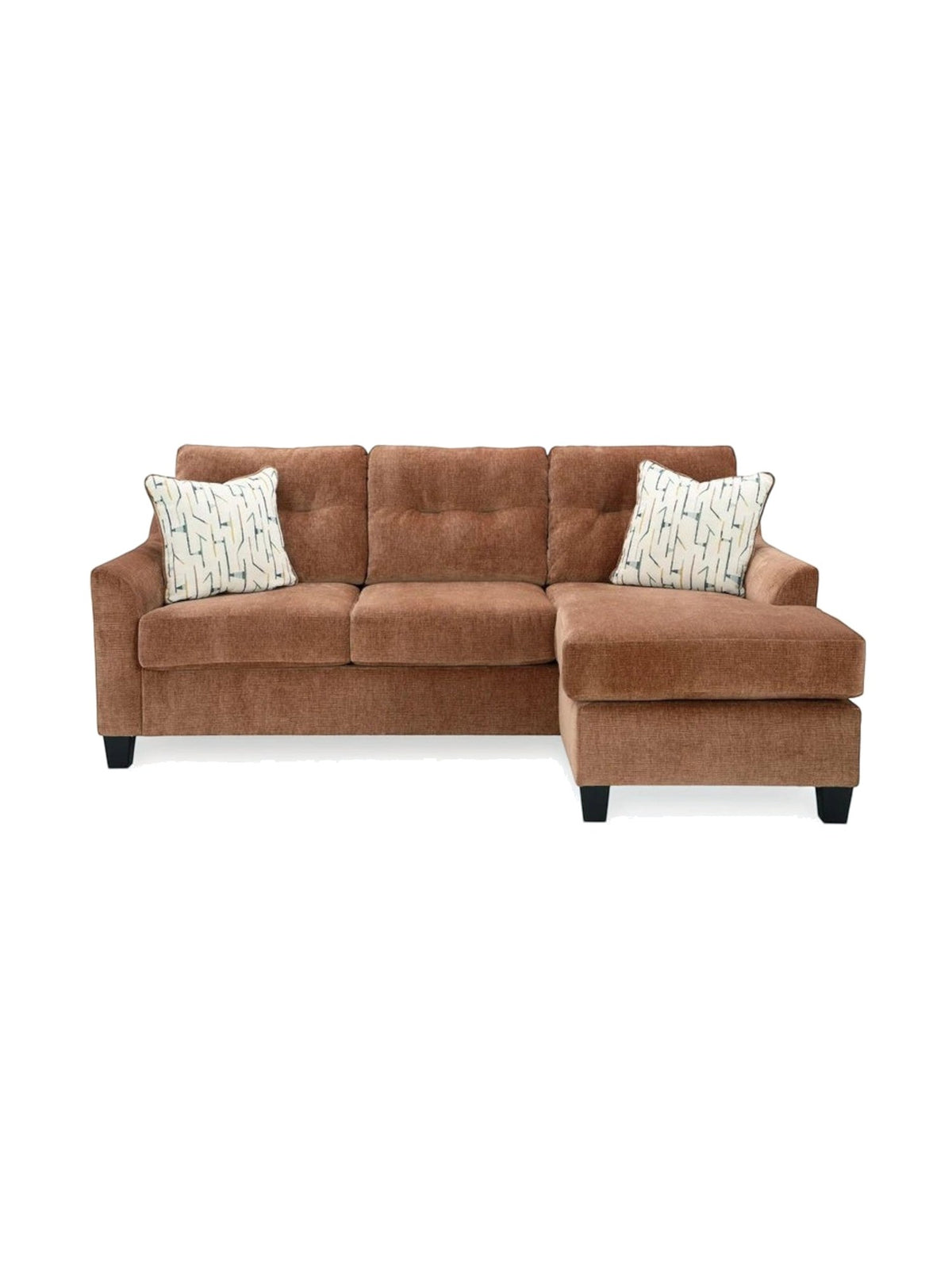 Sofa sectionnel réversible Amita de TOCO Meubles en tissu couleur argile avec coussins décoratifs à motifs