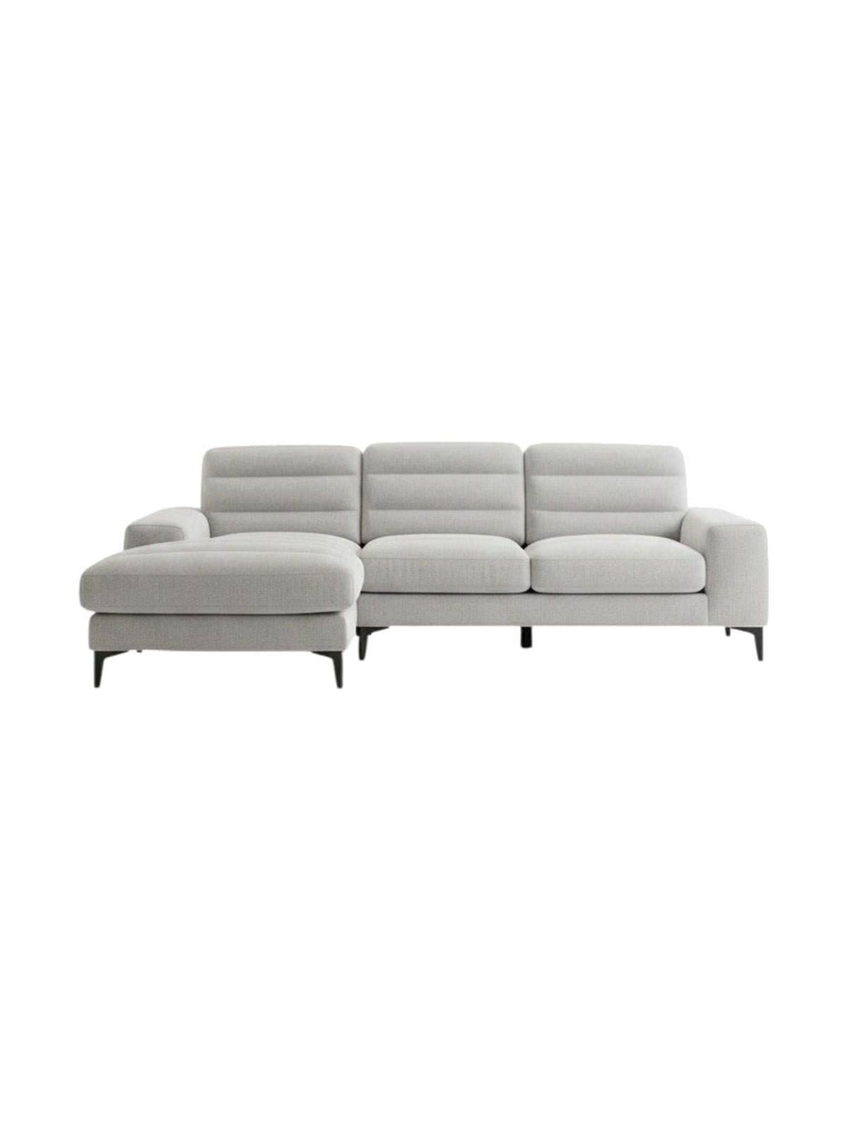Sofa sectionnel Suki gris clair par TOCO Meubles avec méridienne et pieds en métal noir