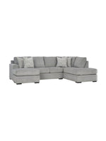 Sofa sectionnel en U gris TOCO Meubles avec coussins décoratifs à motifs géométriques et pieds noirs