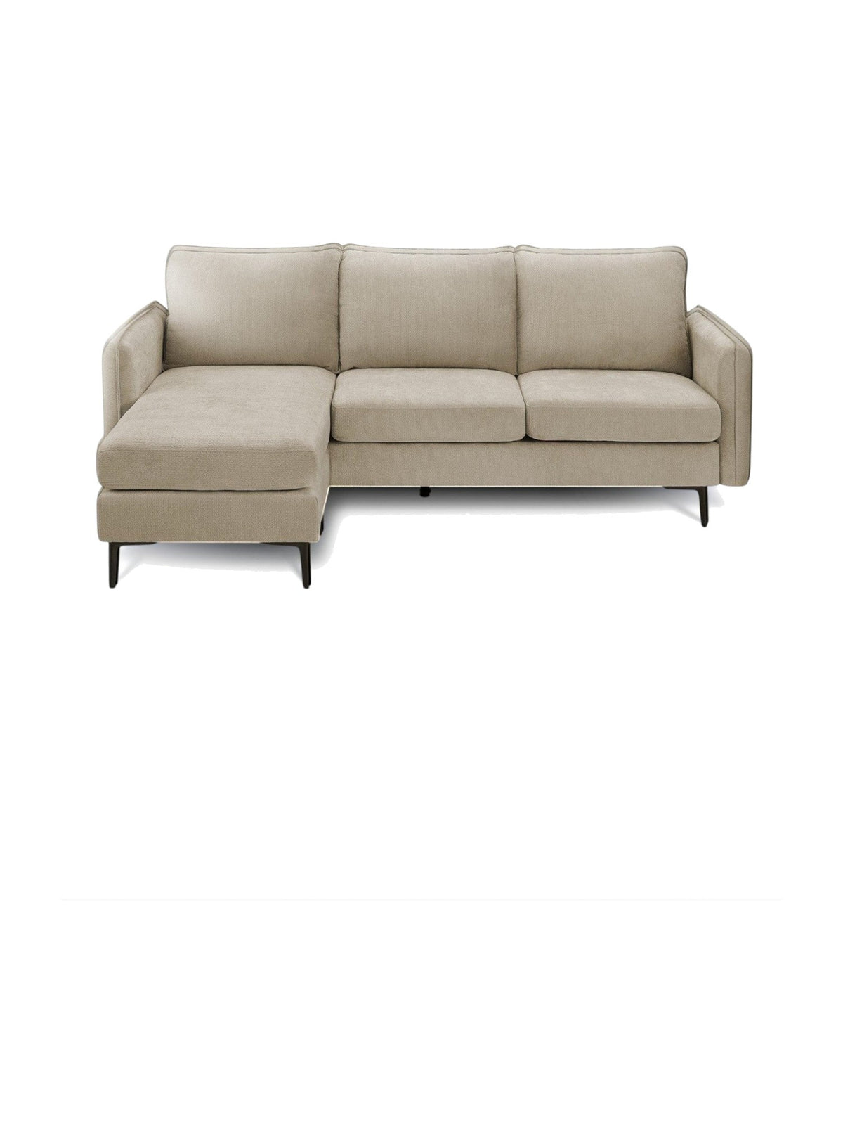 TOCO Meubles Sofa sectionnel Zahra beige en tissu, confortable et polyvalent, avec méridienne.