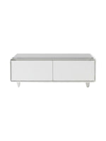 Table basse intelligente TOCO Meubles Party Time blanche avec deux tiroirs et plateau moderne