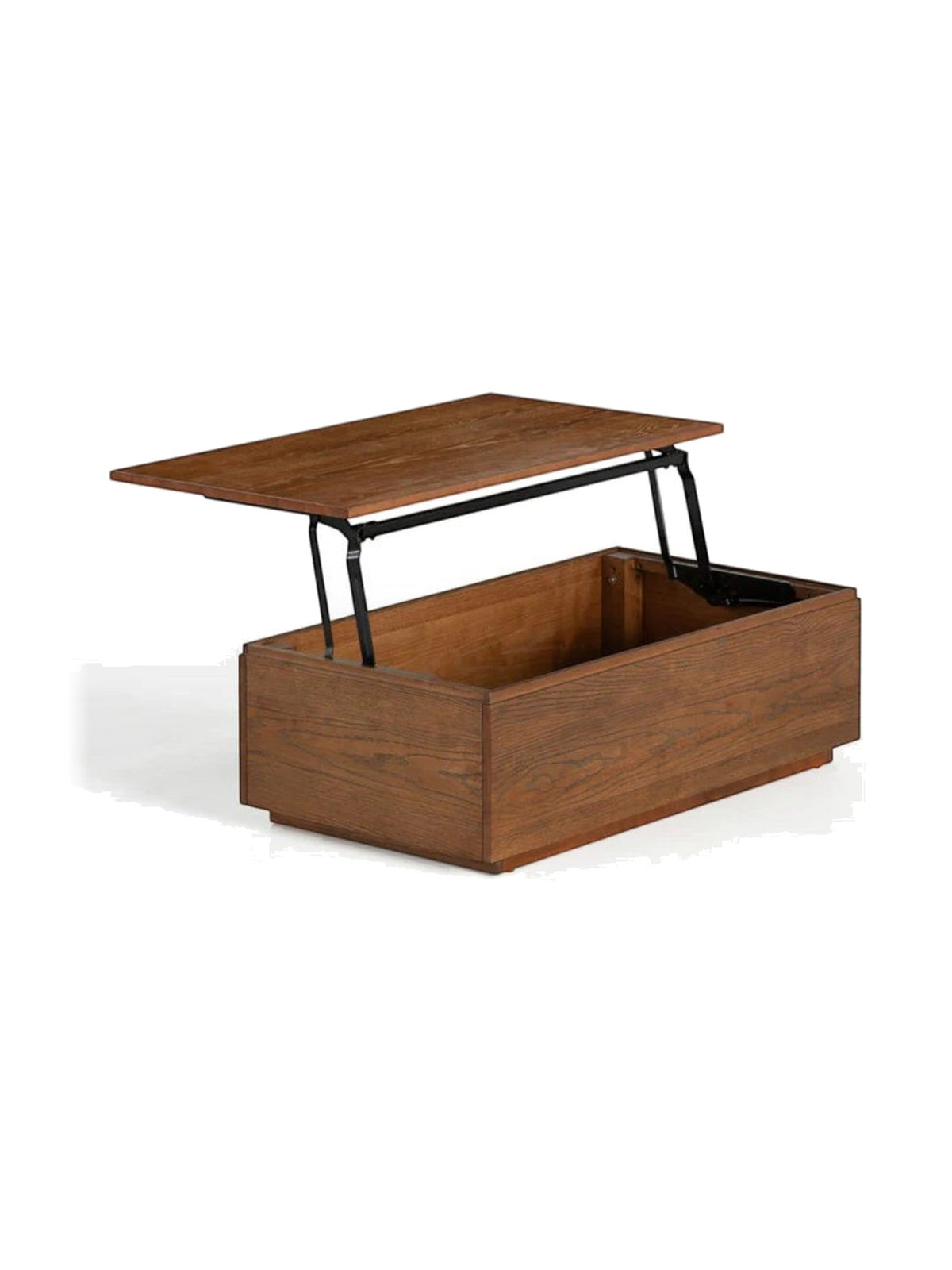 Table basse TOCO Meubles en noyer américain avec plateau relevable et compartiment de rangement intégré