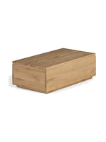 Table basse TOCO Meubles en bois massif de chêne scandinave avec plateau relevable et rangement intégré
