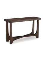 Table console Louma par TOCO Meubles en bois massif brun foncé au design moderne avec base en croix