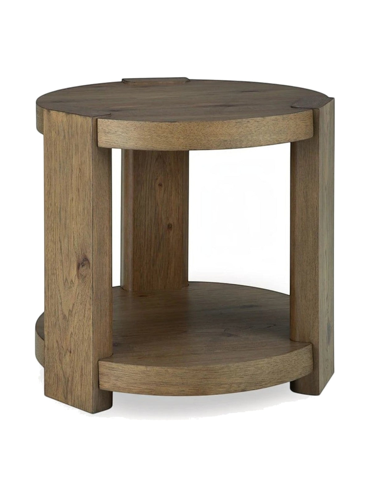 Table d'appoint ronde Flano par TOCO Meubles en bois brun clair avec deux plateaux et un design moderne