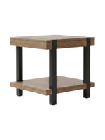 Table d'appoint TOCO Meubles Jorani en bois brun avec structure en métal noir et étagère inférieure