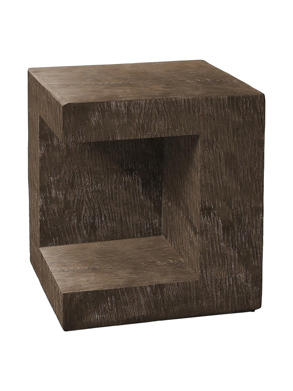Table d'appoint Jupiter brun en oxyde de magnésium avec finition effet béton et étagère intégrée par TOCO Meubles.