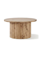 Table d'appoint TOCO Meubles Monclair ronde en bois clair avec base cylindrique cannelée au design organique