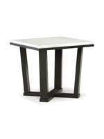 Table d'appoint carrée TOCO Meubles Sola avec plateau en marbre blanc et base en bois espresso