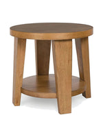 Table d'appoint ronde Tila en bois brun clair avec étagère inférieure, vendue par TOCO Meubles