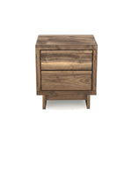 Table de chevet TOCO Meubles Alma en bois foncé avec deux tiroirs et un design contemporain épuré