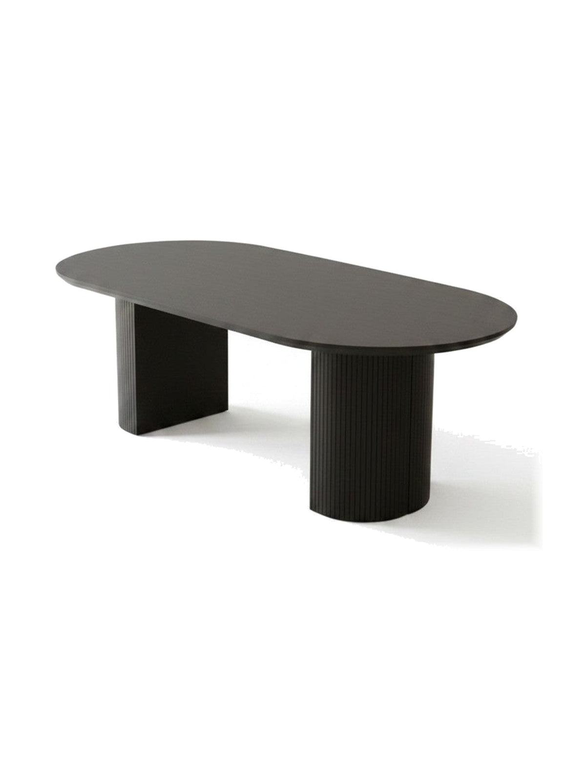 Table de cuisine TOCO Meubles Kamilia noire avec plateau ovale et pieds imposants à finition cannelée