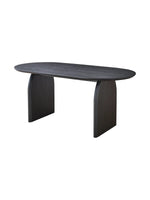 Table de salle à manger Arco TOCO Meubles en bois massif teinté foncé avec plateau ovale et pieds arqués modernes