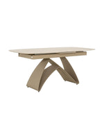 Table de salle à manger extensible Camilia par TOCO Meubles avec plateau clair et base arquée moderne beige