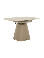 Table de salle à manger extensible Élise TOCO Meubles avec plateau bois clair et pied central beige en forme de fleur