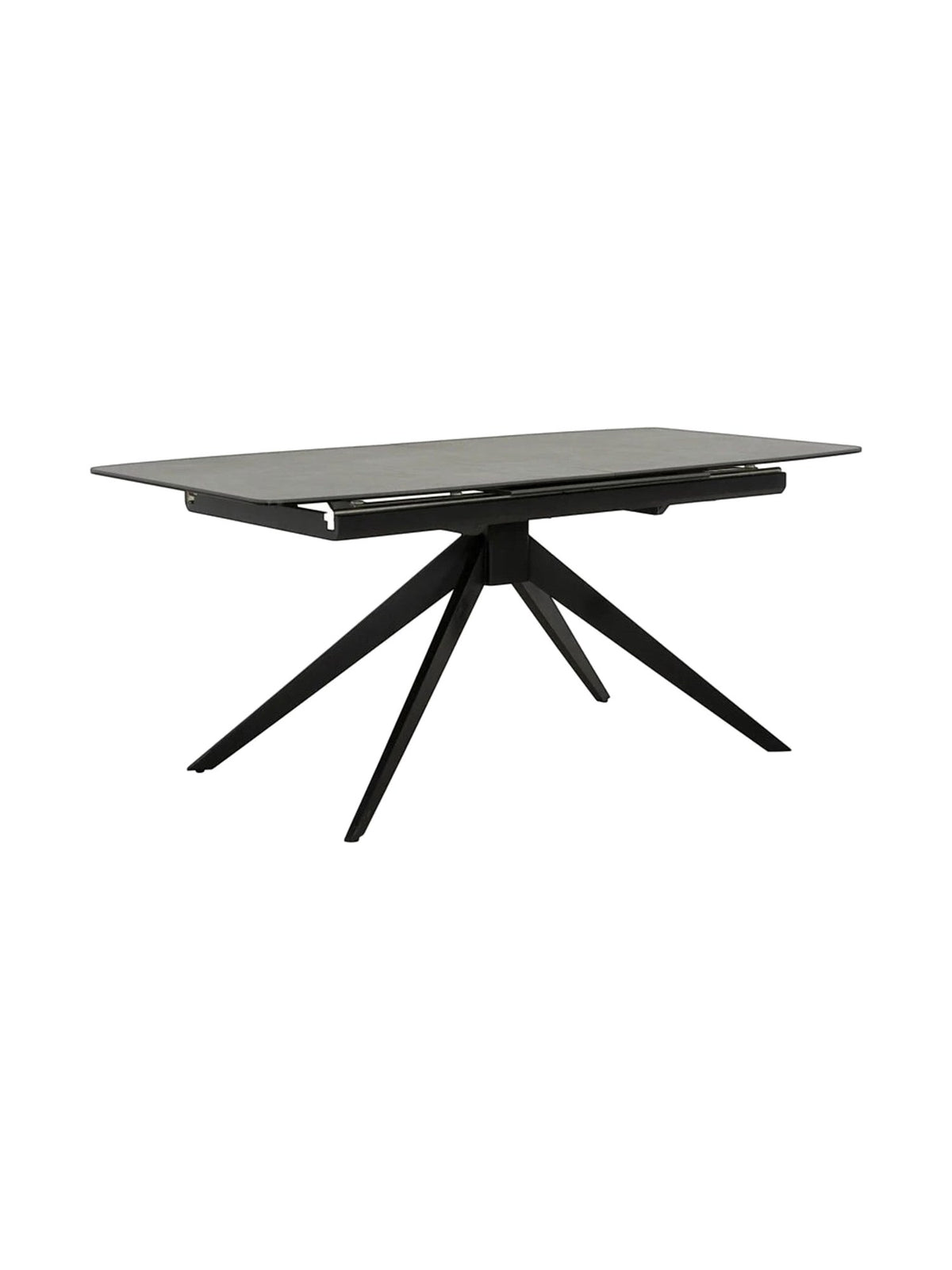 Table de salle à manger extensible Julia TOCO Meubles noire avec plateau rectangulaire et pieds en étoile modernes