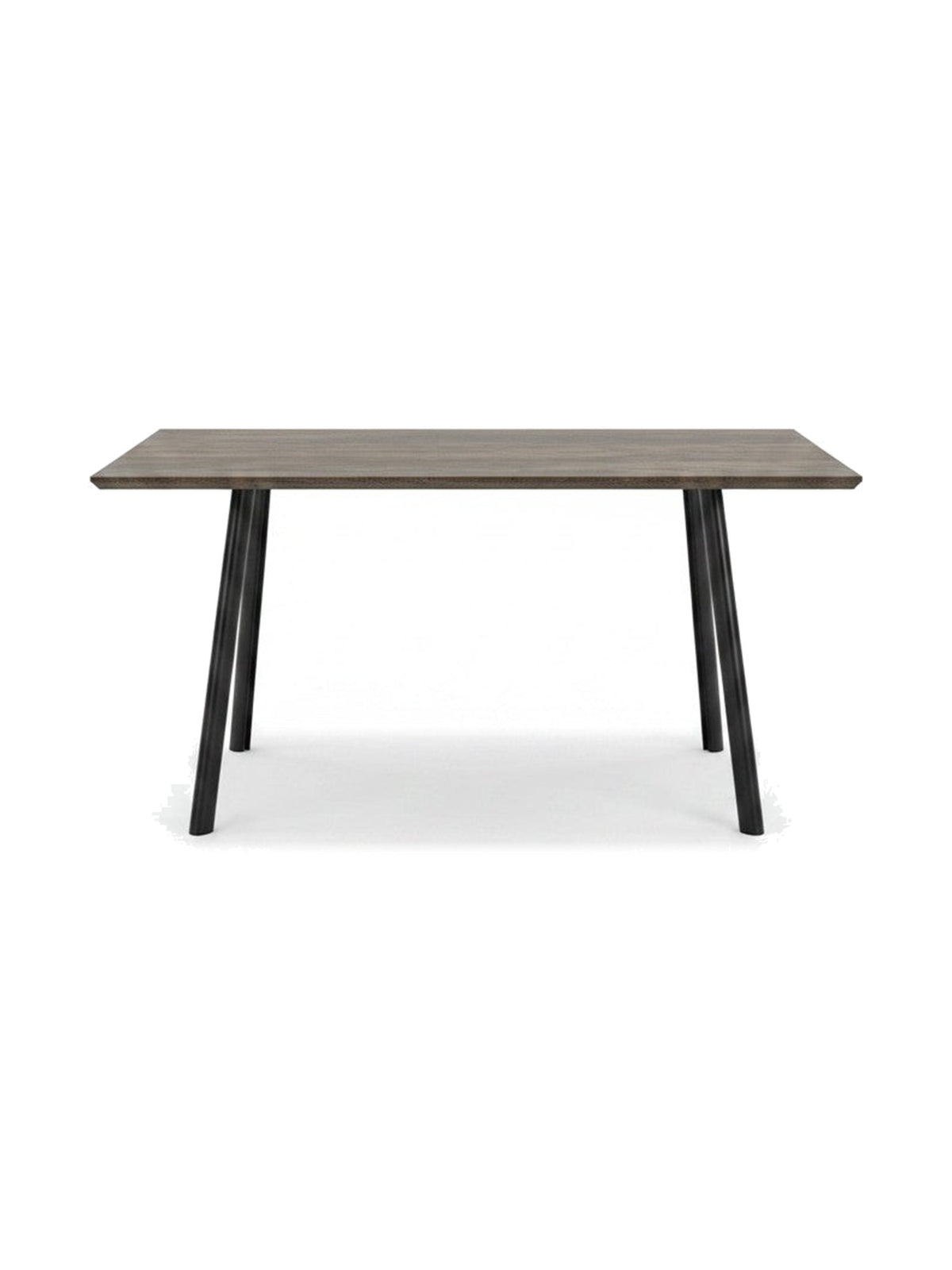 Table de salle à manger extensible Fiero de TOCO Meubles avec plateau en bois foncé et pieds noirs inclinés