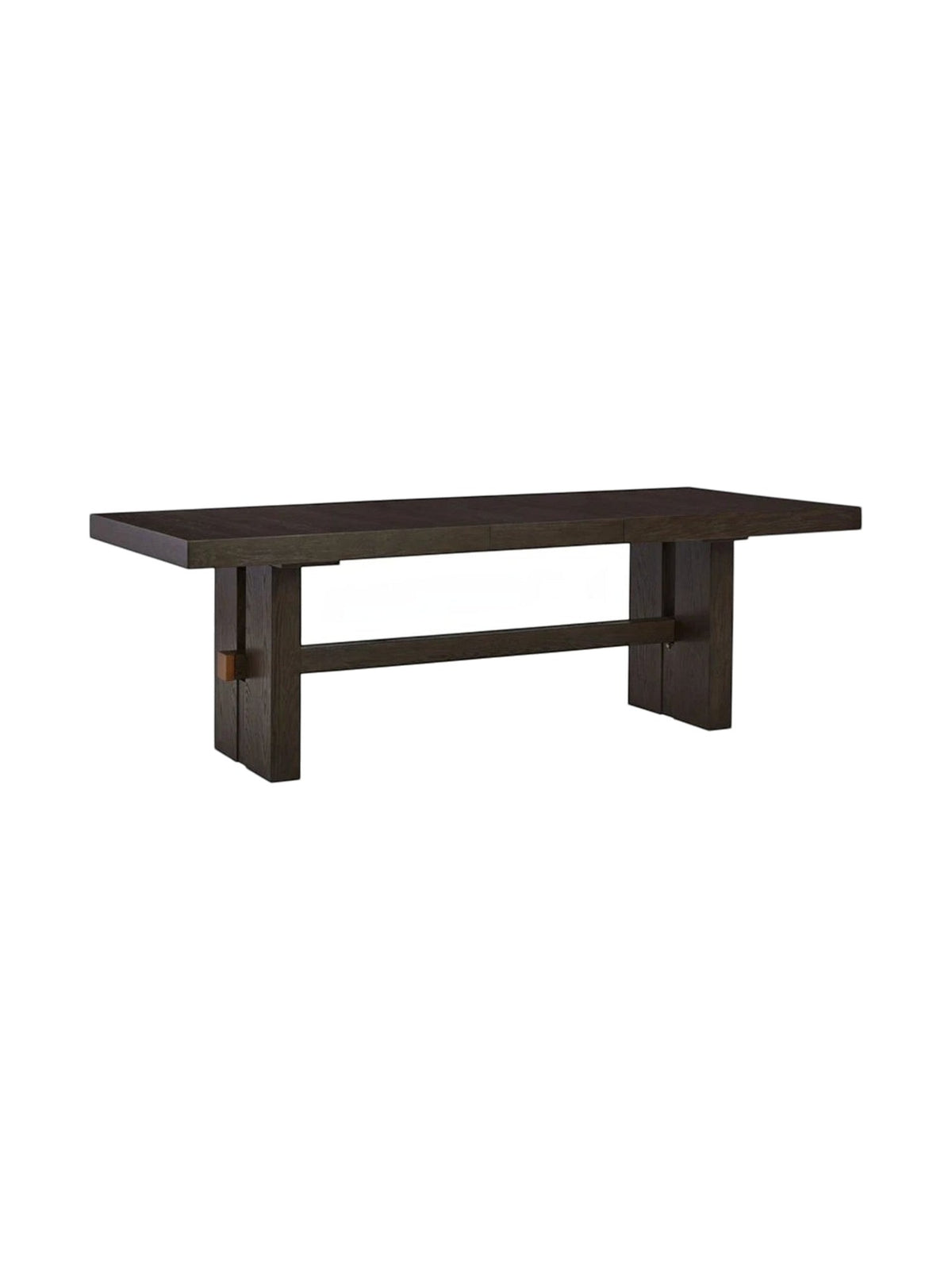 Table de salle à manger rectangulaire extensible TOCO Meubles en bois brun foncé avec base robuste