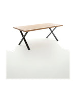 Table de salle à manger Natura TOCO Meubles avec plateau en bois naturel et pieds en métal noir en forme de X