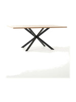 Table de salle à manger Olina par TOCO Meubles avec plateau rectangulaire en bois clair et pieds croisés en métal noir