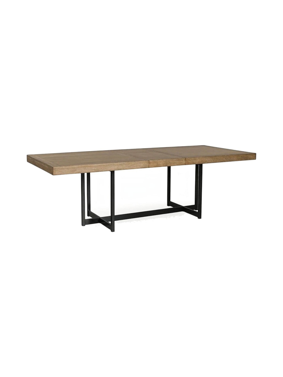 Table de salle à manger rectangulaire extensible TOCO Meubles en bois brun clair avec pieds en métal noir
