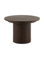 Table ronde extensible TOCO Meubles en noyer foncé avec un pied central cylindrique cannelé élégant