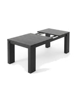 Table extensible TOCO Meubles en bois Hickory Fumé avec mécanisme télescopique visible, design contemporain noir
