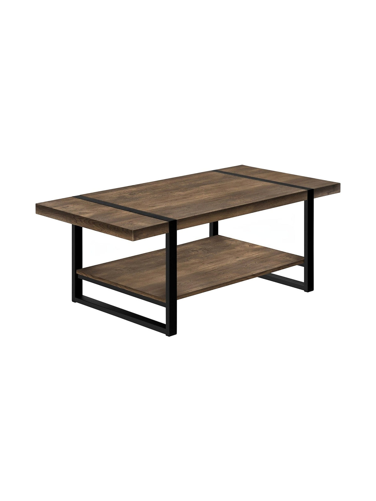 Table de salon Aspen par TOCO Meubles avec plateau en bois rustique et structure robuste en métal noir