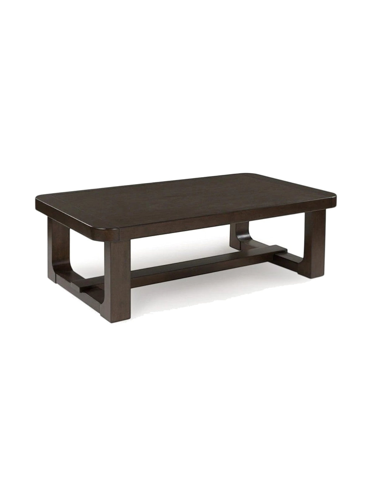 Table de salon rectangulaire TOCO Meubles Becki en bois massif brun foncé au design moderne et épuré