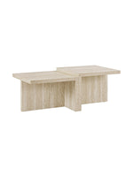 Table de salon Emy par TOCO Meubles en travertin beige avec un design moderne à deux niveaux