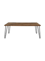 Table de salon rectangulaire TOCO Meubles Kellson avec plateau effet bois et pieds en épingle en métal noir