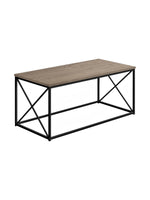 Table de salon Linda TOCO Meubles avec plateau effet bois gris et structure rectangulaire en métal noir